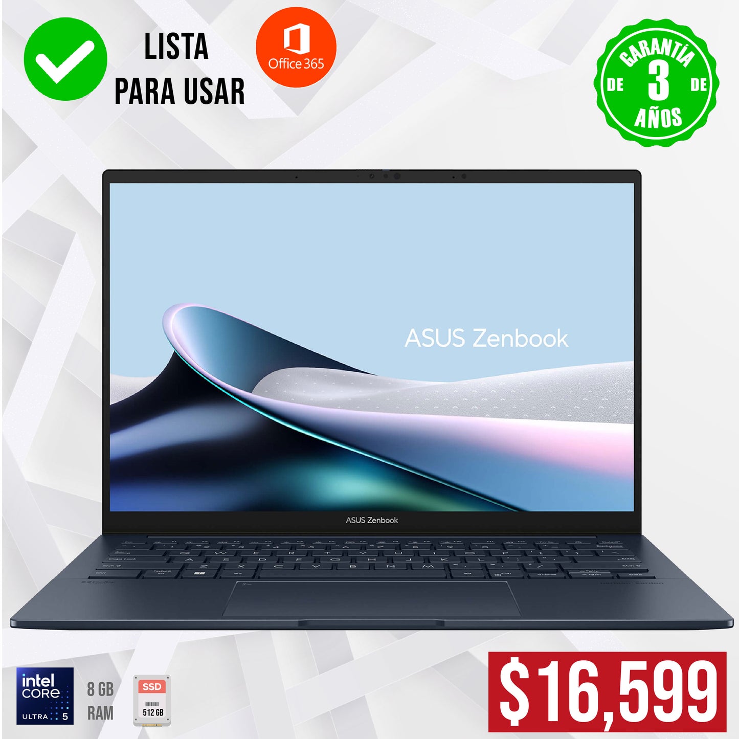 Laptop Asus ZenBook 14 | Ultra 5  | 8 GB  | 512 GB  SSD | Pantalla 14" touch