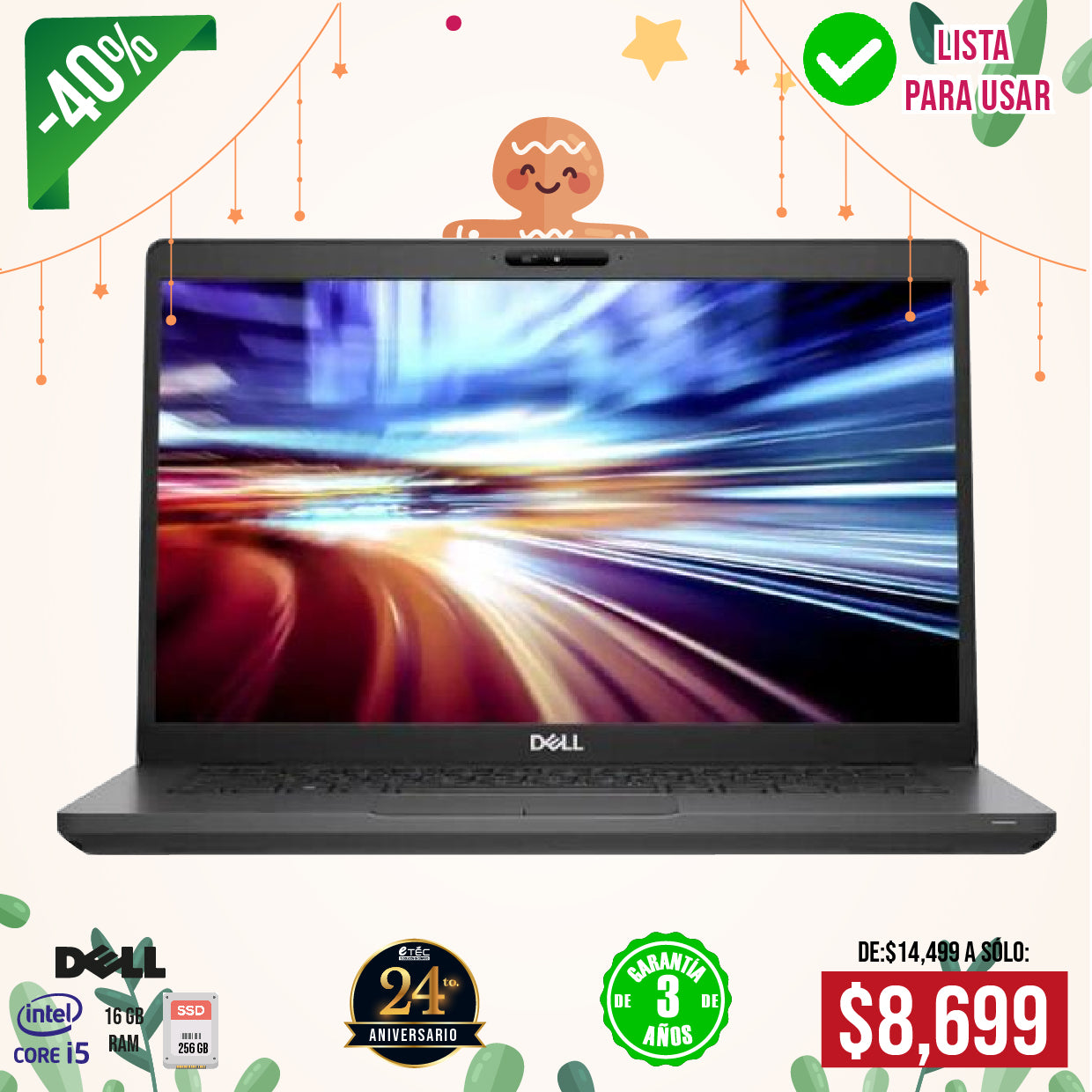 Laptop Dell 5401, Core i5, 16 gb, 256 ssd, 14"