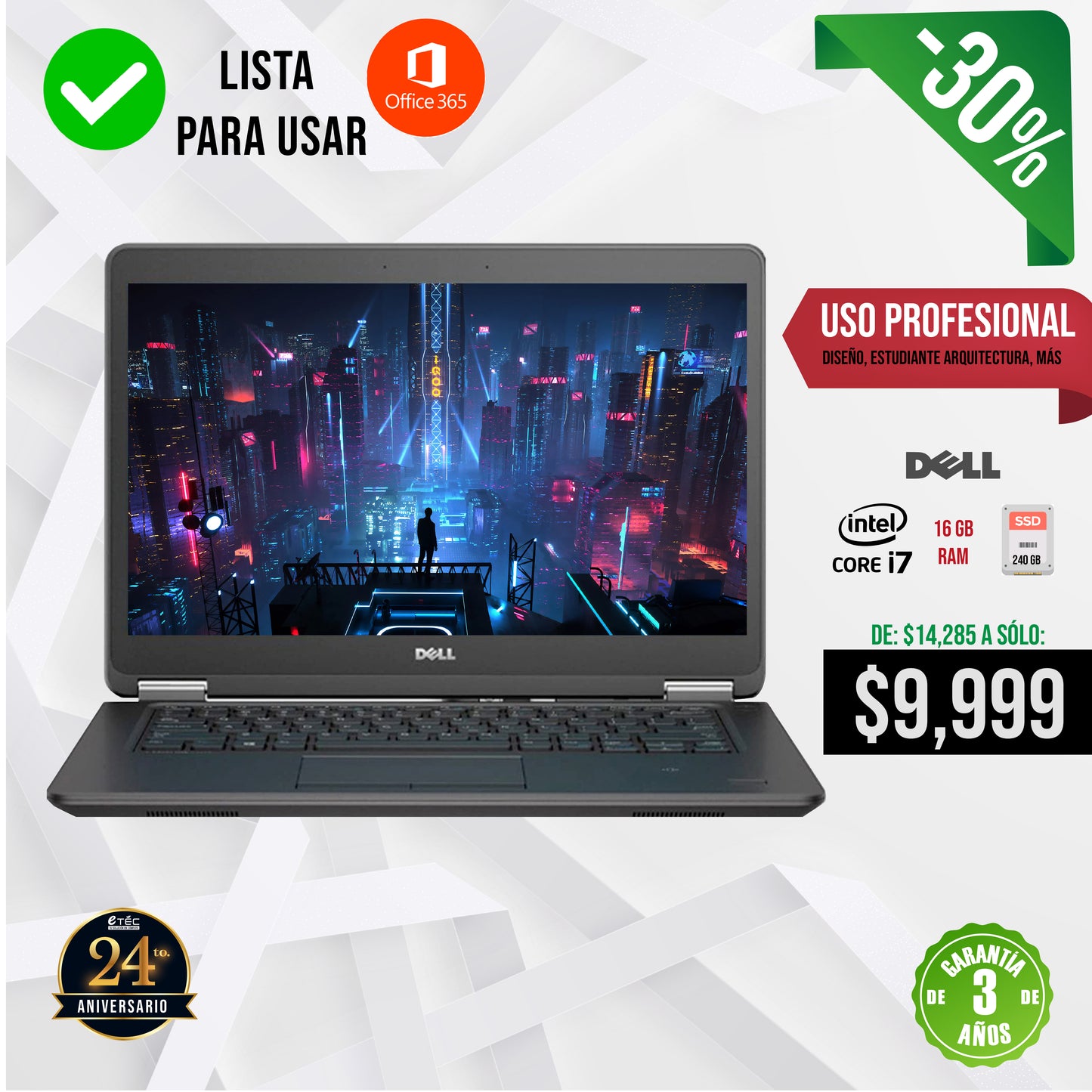 Potente Laptop Dell Core i7: 16GB RAM y 256GB SSD para tu Productividad