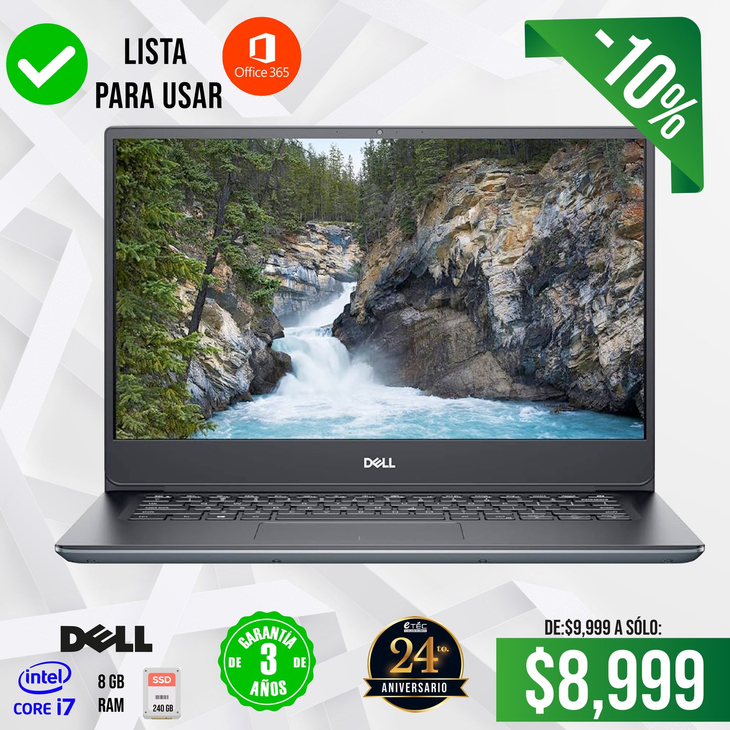 Laptop Dell Intel Core i7, 8 gb ram, ssd 240