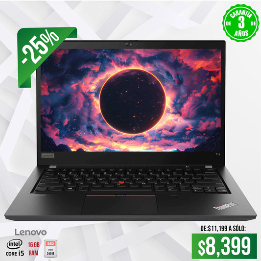 Laptop Lenovo T480, Core i5, 16 gb, SSD 240, 14"