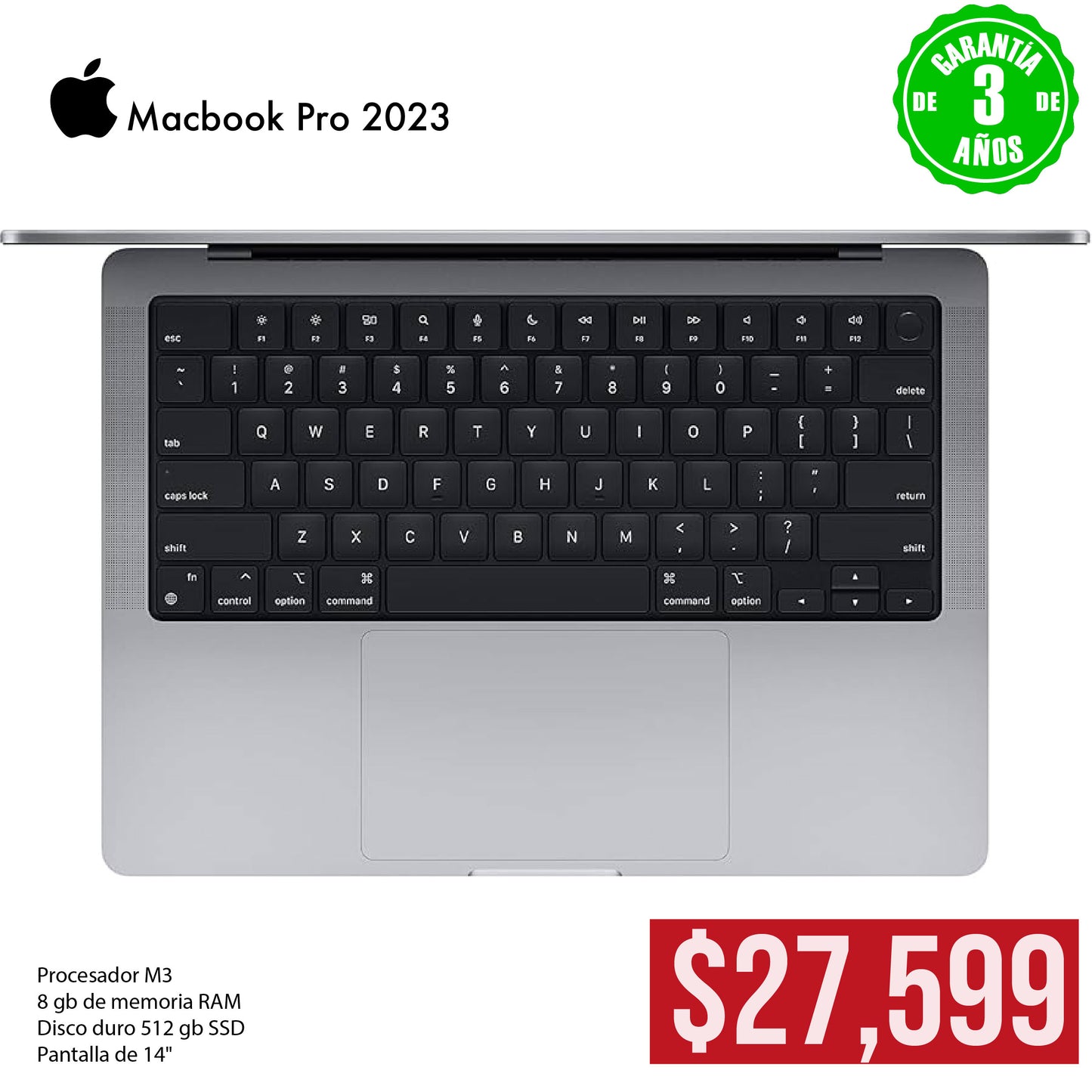 Macbook Pro M3, 8 gb RAM, 500 gb SSD, 14"