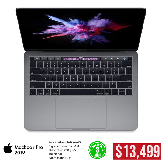 Macbook Pro 2019, Core i5, 8 gb ram, disco duro 256 ssd, 13"