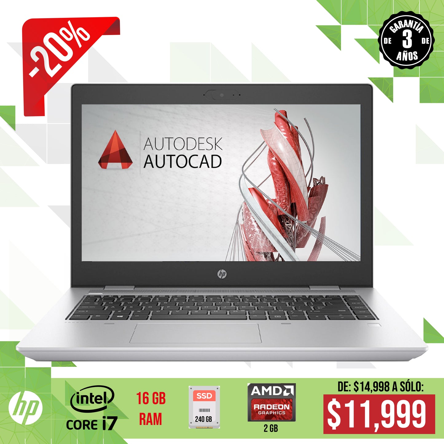 Laptop Hp, Core i7, 16 gb, 256 ssd, 14", Radeo 2 gb