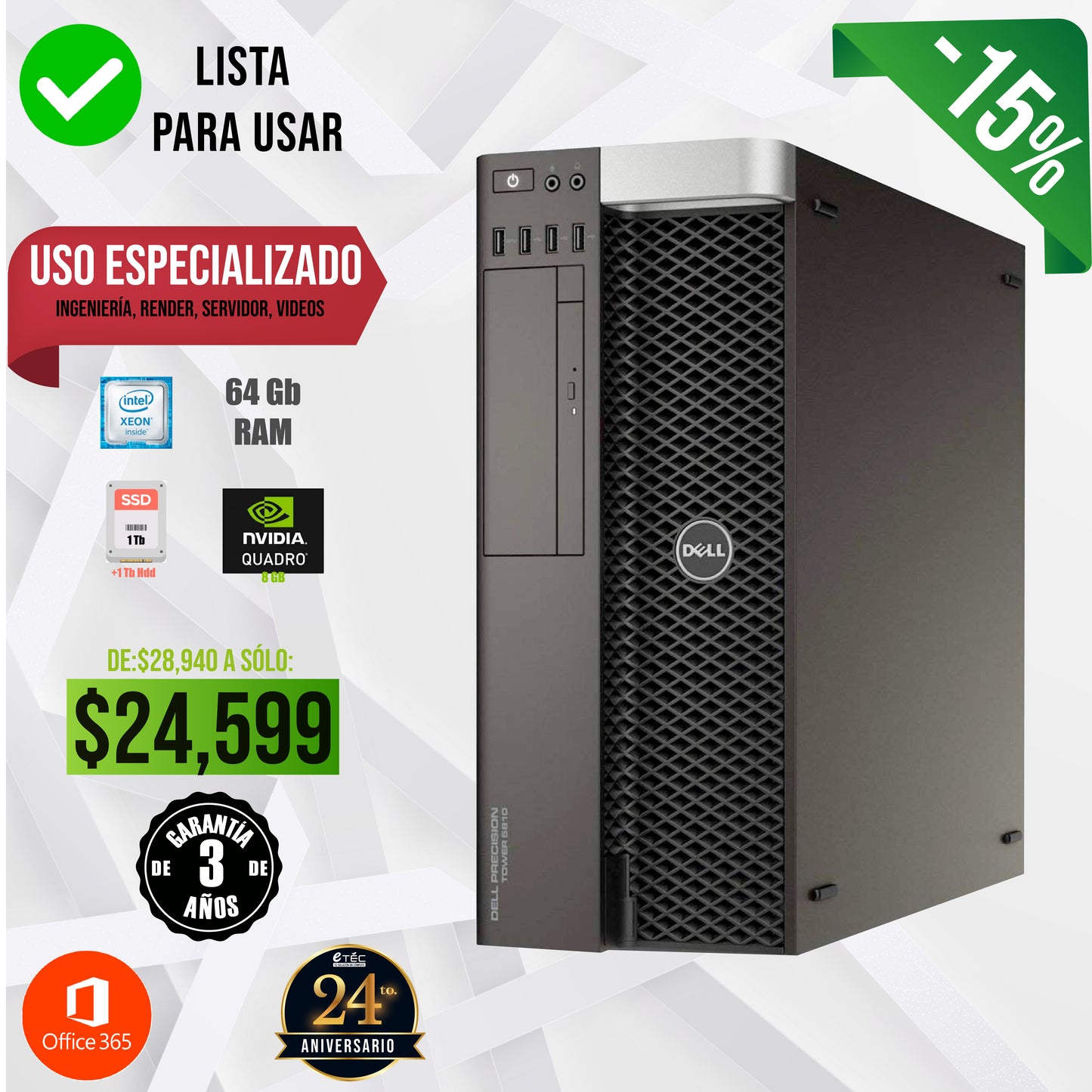 Vuela con tus proyectos: Estación de trabajo con procesador Xeon, 64GB RAM y gráfica Nvidia.