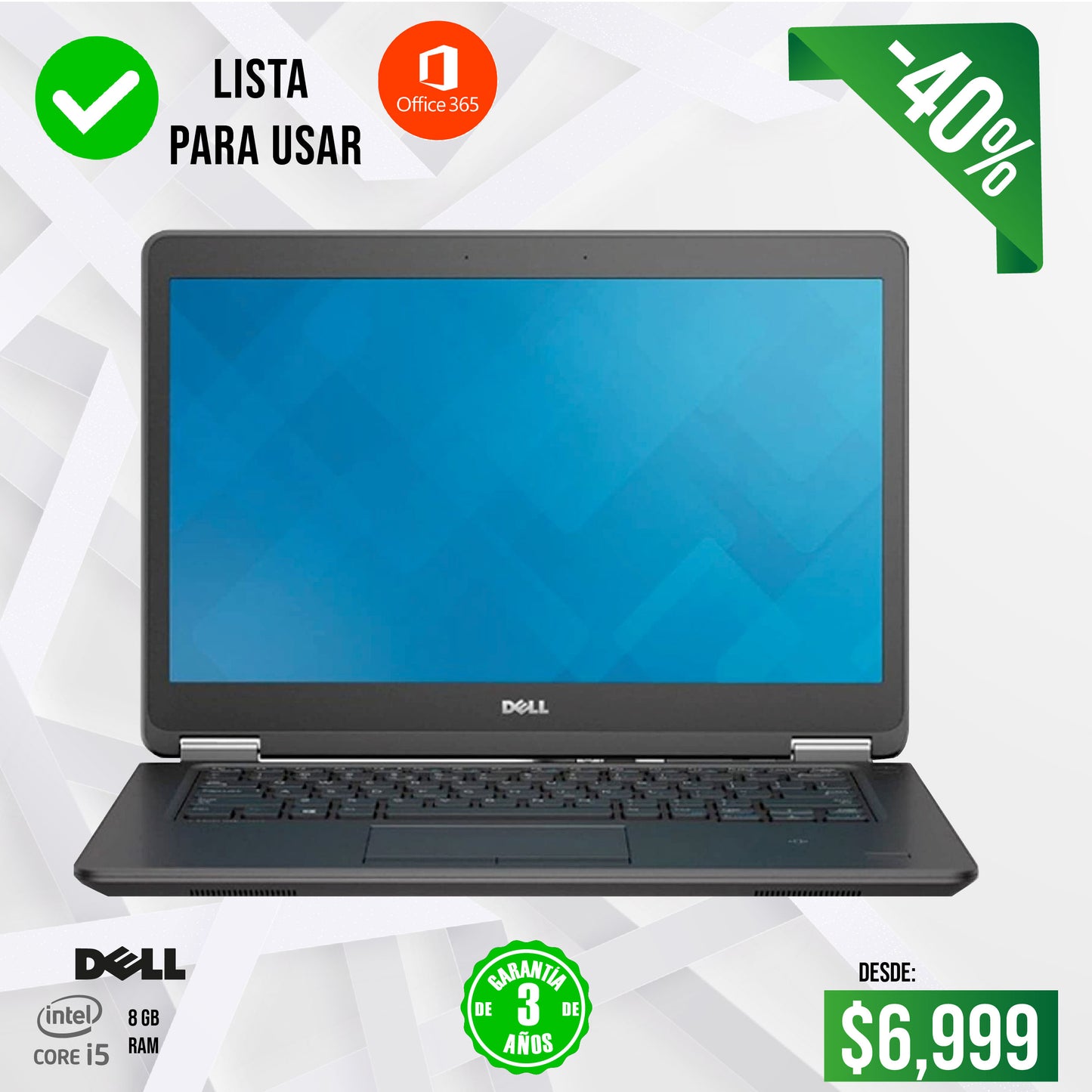 Potencia y Almacenamiento: Laptop Dell Core i5 con 8GB RAM y 500 gb SSD