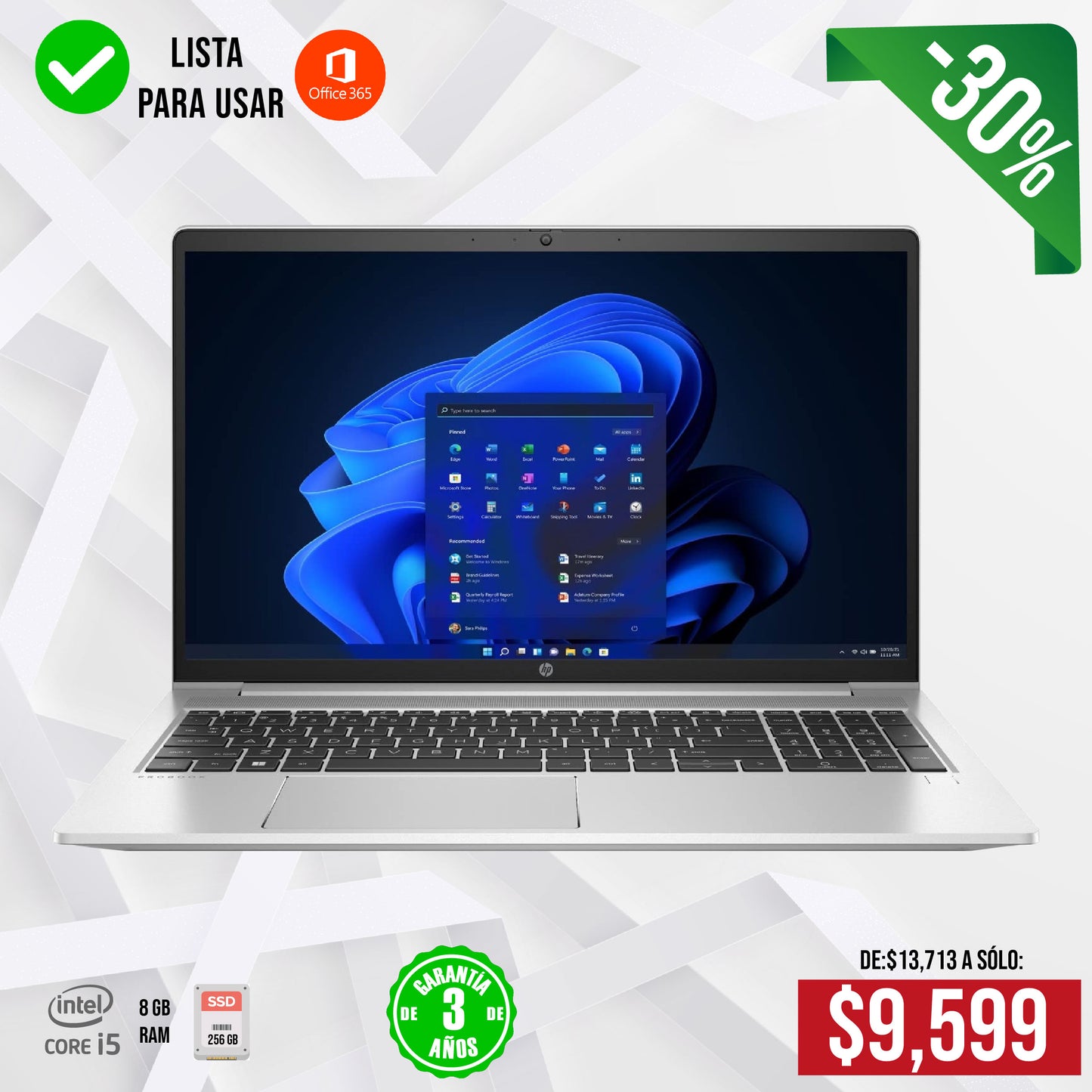 °Laptop HP ProBook 450 G8 | Core i5 | 8 GB RAM | 256 GB SSD | Pantalla 15.6"
