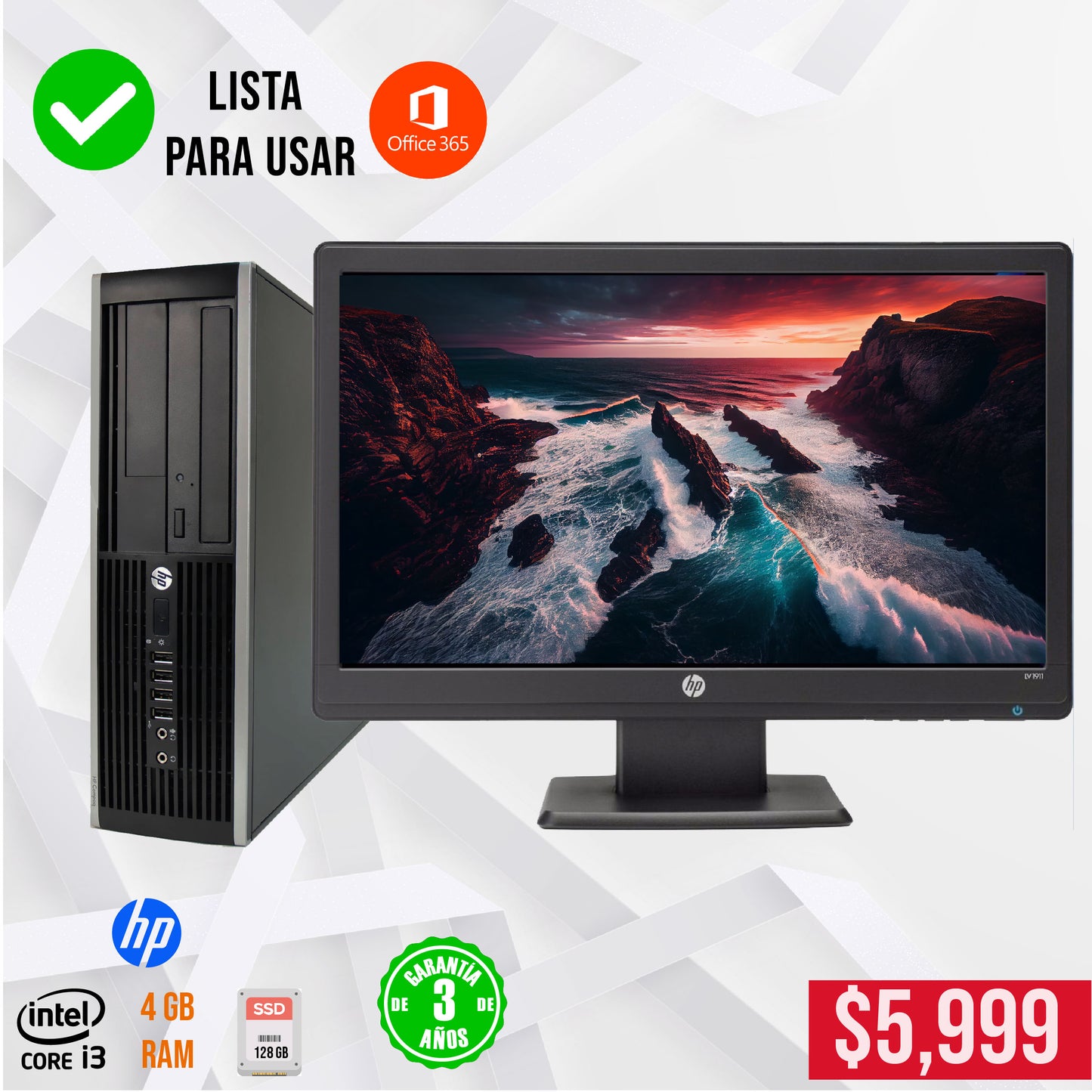 Tu primera computadora HP ahora es más fácil: Core i3, 8GB RAM, 128 gb SSD y 19". ¡Paga a tu ritmo con Kueski Pay y Mercado Crédito!
