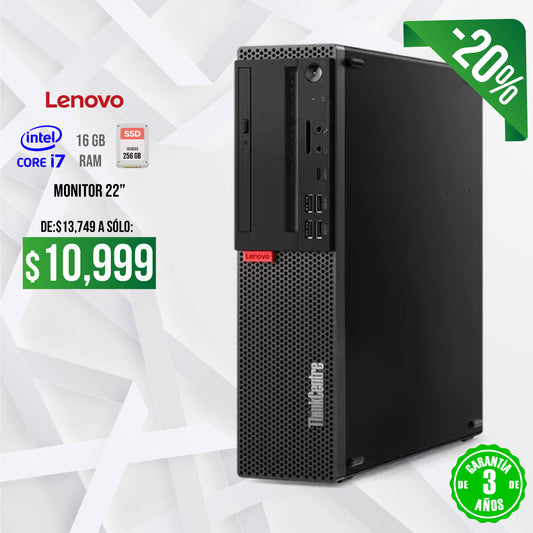 Lenovo Thinkcentre Core i7, 16 gb, 256 SSD, 22"
